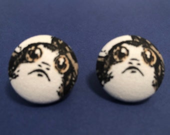 Porg Fabric Button Stud Earrings