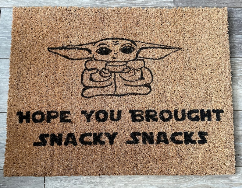 Hope You Brought Snacky Snacks Doormat Baby Yoda Inspired Etsy