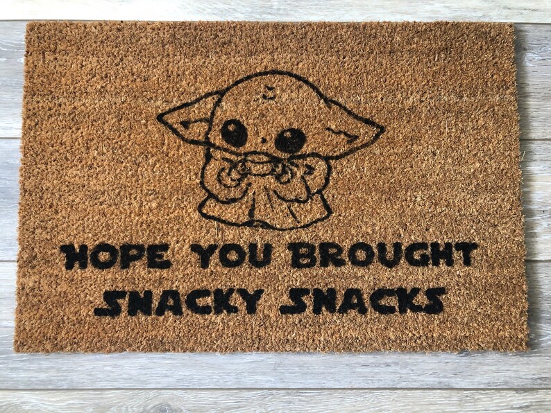 Hope You Brought Snacky Snacks Doormat Baby Yoda Inspired Etsy