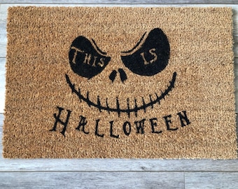 This is Halloween Doormat - Jack Skellington Doormat - Nightmare Before Christmas Inspired Doormat