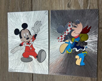 1970s Set of 2 Mickey and Minnie Disco Postcards from Disneyland Park