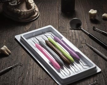 Set of 5 Sword Edge Composite Instruments - Silicone Handle Plugger Spatula Restorative Filling Scalers
