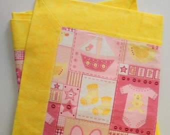 Pink & Yellow 100% Cotton Welcome Baby Blanket