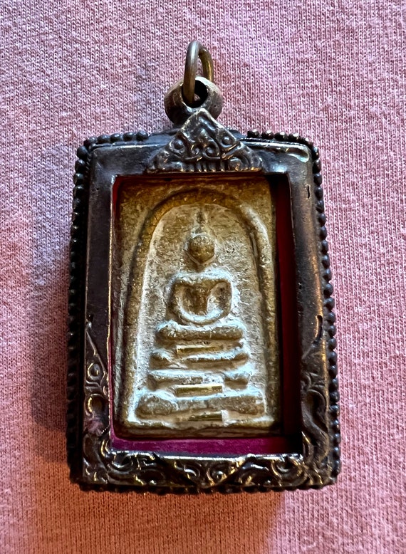 Ancient clay Buddha Pendant in old brass locket fr