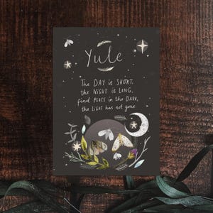 Błogosławieństwa zimowego przesilenia Yule do wydrukowania w dzienniku, karta ołtarzowa