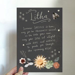 Litha Summer Solstice Blessings Diario imprimible Tarjeta de altar de arte