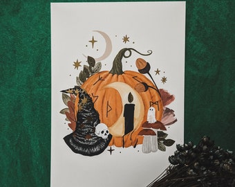 Spooky Season Pumpkin Foiled A6 Print