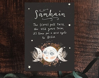 Samhain Blessings Halloween Printable Journal Art Altar Card