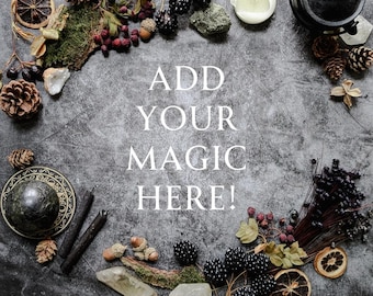 Witchy Grey Flatlay Background Images for Web and Social Media