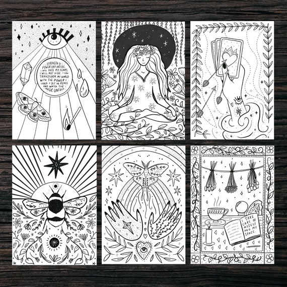 Witchy Wellbeing Colouring Sheet Bundle Printable - Etsy