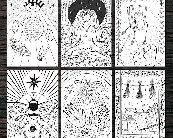 Witchy Wellbeing Colouring Sheet Bundle Printable