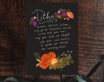 Litha Summer Solstice Blessings Printable Journal Art Altar Card