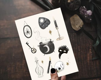 Witchy Objects A5 Illustrated Art Print