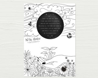 New Moon Ritual Affirmation Colour In Printable Journal Prompts Art
