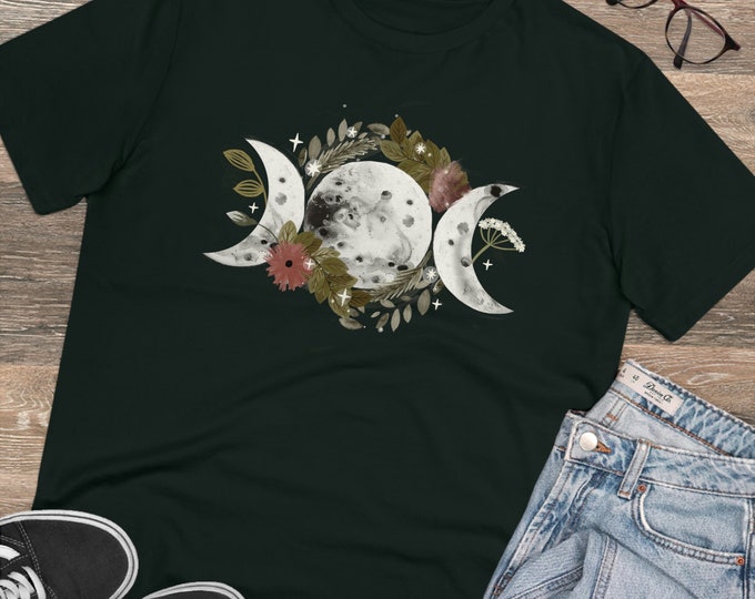 Triple Moon Goddess Organic Black Unisex Tee