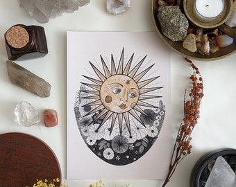 Sun Magick Illustration Print, A5 Floral Art