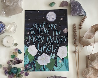 SALE Moonflowers Illustration Quote Art Print