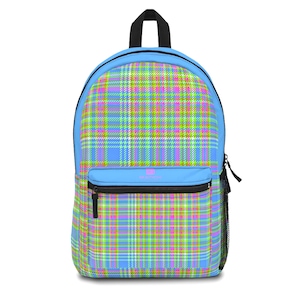 Preppy Plaid Backpack - Trendy, Stylish, School, Travel, Everyday Use, Birthday Gift, Back to School, Fashion Accessory, Colorful Backpack