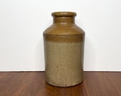 Antique Stoneware Jar with Salt Glaze, Stamped - Primitive decor - Antique Jar - Stoneware Crock