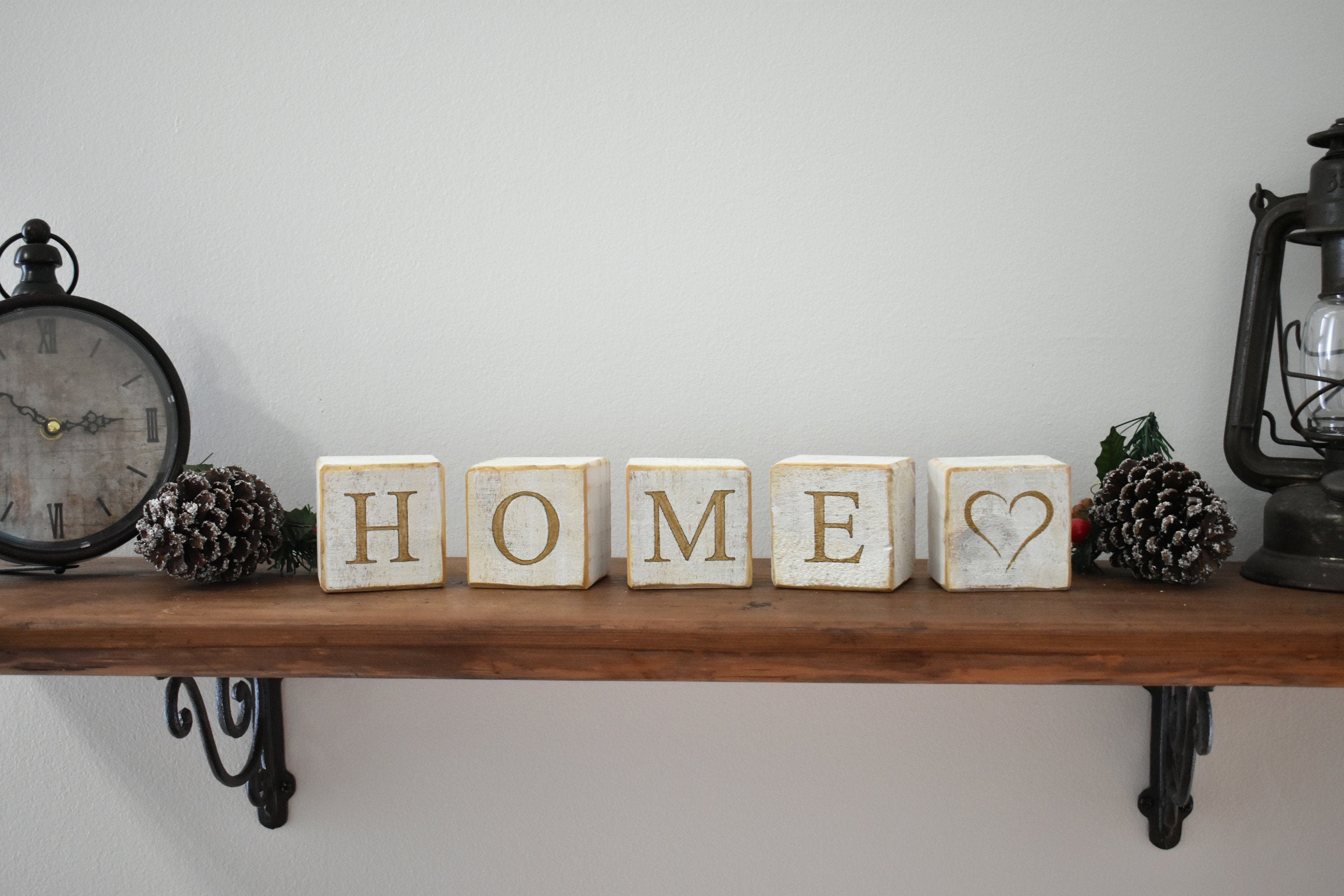 Home wooden block set Farmhouse decor home decor Etsy