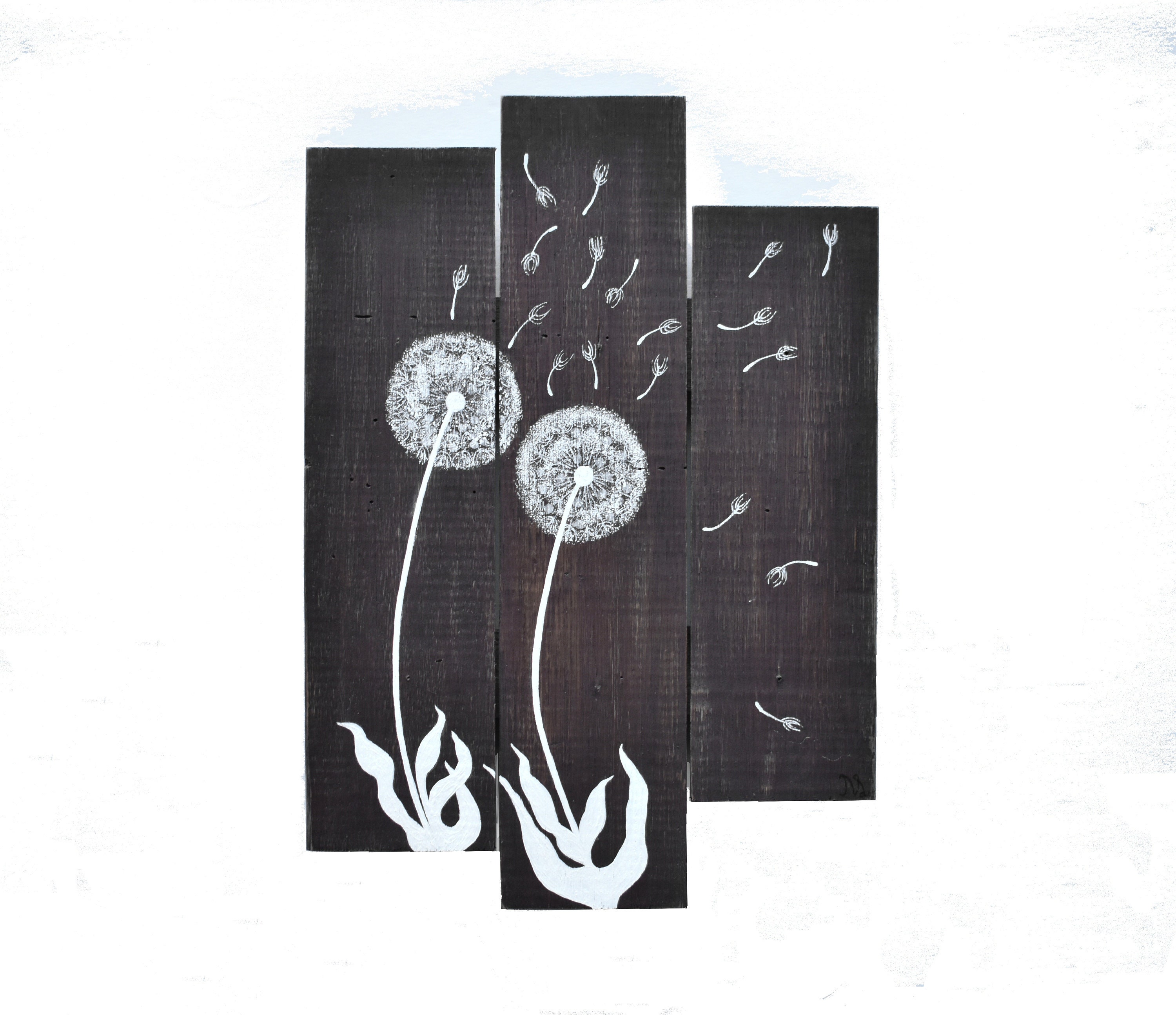 Dandelion painting on reclaimed wood Dandelion Wall Art Etsy