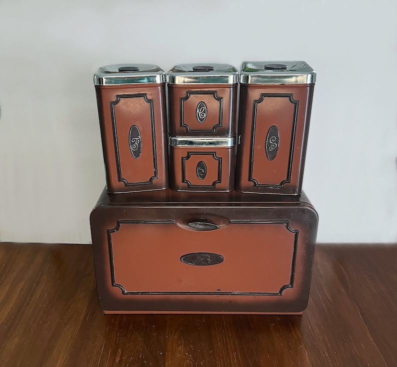 Vintage Ecko Canada Limited Bread Box and Kitchen Canisters Etsy