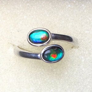 Ammolite Bypass Ring - Collectors Gems!  Check out all the Photos!  Size 8