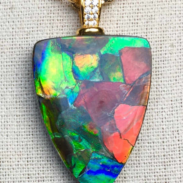 Ammolite Pendant - Large Format Mosaic - Please Read Description