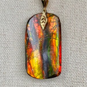 Ammolite Pendant - Rugged Stone in Autumn Colors!  Color Changer!  Please Read Description