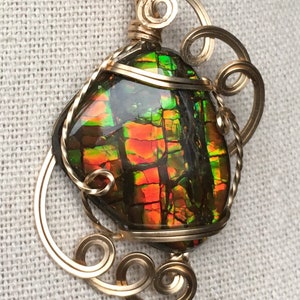 Ammolite Pendant Stained Glass Pattern image 1