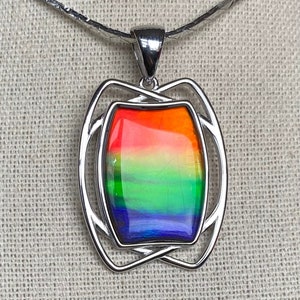 Ammolite Pendant  - Large Triplet Gem in Multi-Color - Lovely Blended Colors - Please Read Description
