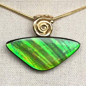 Ammolite Pendant - Green Gem with Runners!  Please Read Description