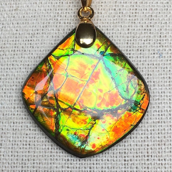 Ammolite Pendant - Super Bright  Autumn Colors!  Please Read Description