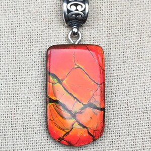 Ammolite Pendant - Beautiful Bright Red!!  Color Changer!  Please Read Description