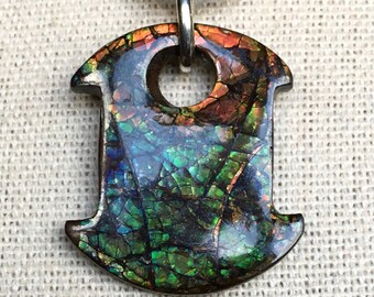 Ammolite Pendant - Abstract Shape