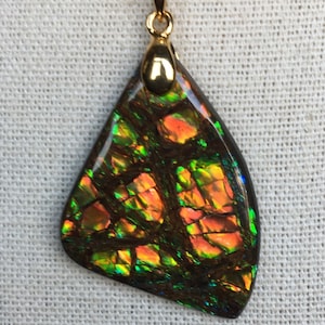 Ammolite Pendant - Nice Stained Glass Pattern!  Please Read Description