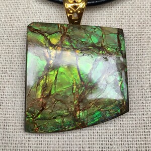 Ammolite Pendant - Sage Green