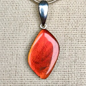 Ammolite Pendant - Beautiful Bright Red Gem in Smaller Size - Color Changer!  Please Read Description