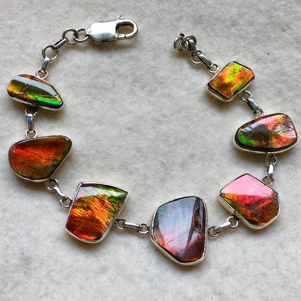 Ammolite Freeform Bracelet - 7 Stations!  Color Changer!  Please Check out all the Photos!