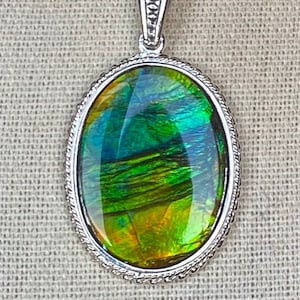 Ammolite Pendant - Larger Gem in Interesting Colors and Pattern - Please Read Description