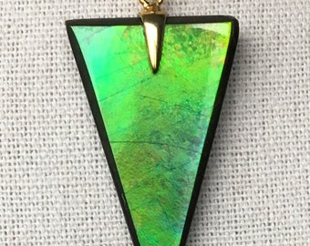 Ammolite Pendant - Beautiful Green Gem!  Must Read Description!