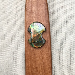 Ouvre-lettre en ammolite - Gemme d'ammolite sur bois de prunier japonais fabriqué à la main - Veuillez lire la description
