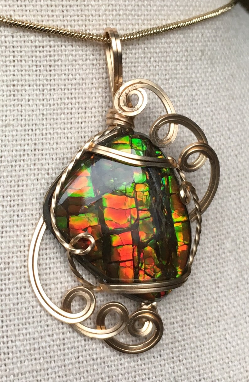 Ammolite Pendant Stained Glass Pattern image 1