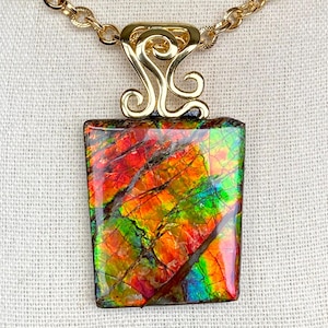 Ammolite Pendant - Unique Gem with Interesting Pattern - Please See the Pictures and Video
