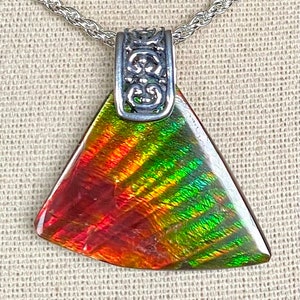Ammolite Pendant - Unique Sunburst Pattern!  Please Read Description
