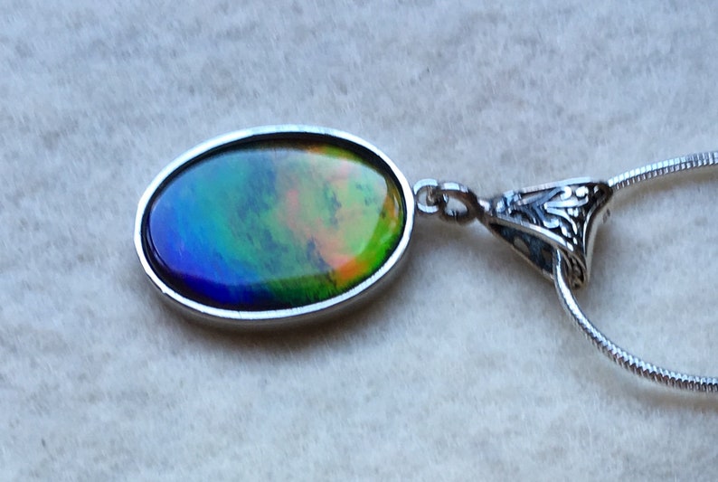 Green and Blue Red Ammolite Pendant