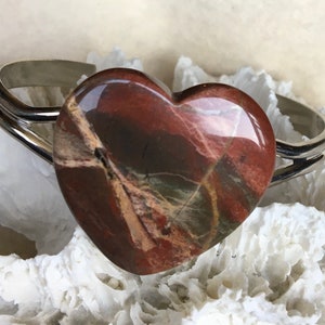 Heart Shaped Gemstone Cuff Bracelet - Please Read Description