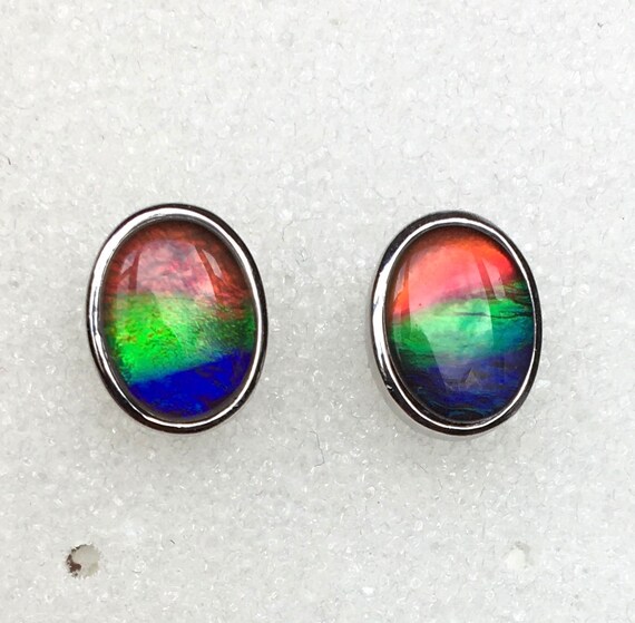 Ammolite stud earrings deals