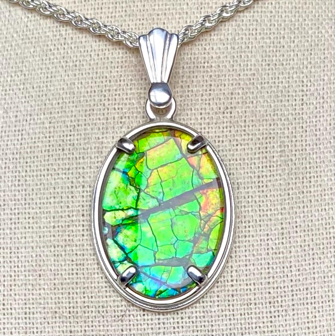 アンモライトペンダント - ドラゴンスキン模様 - 特大トリプレット