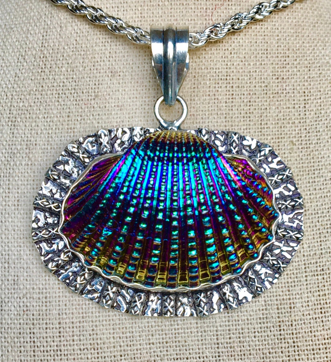 Titanium Shell Pattern Shell Pendant - Rainbow Titanium Shell - See All the Photos! - Etsy